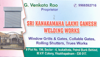 Sri Kanakamaha Laxmi Ganesh Welding Works MVP in vizag visakhapatnam,MVP Colony In Visakhapatnam, Vizag
