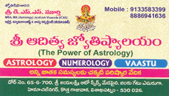 Sri Aditya Jyothishyalayam Astrology Numerology Vaastu New Gajuwaka in Visakhapatnam Vizag,New Gajuwaka In Visakhapatnam, Vizag