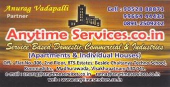 Anytime Services Co In in visakhapatnam,Madhurawada In Visakhapatnam, Vizag
