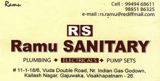 Ramu Sanitary Gajuwaka in Visakhapatnam Vizag,Gajuwaka In Visakhapatnam, Vizag