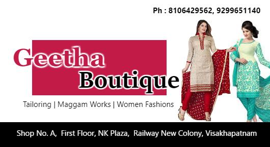 geetha boutique women ladies tailors railway new colony vizag in visakhapatnam,Railway New Colony In Visakhapatnam, Vizag