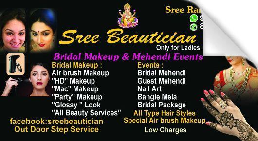 sree beautician bridal hd mac party glossy makeup air brush bridal guest mehendi nail art package ladies beauticians in vizag visakhapatnam,Gopalapatnam In Visakhapatnam, Vizag