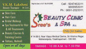 Srees Beauty Clinic and Spa in visakhapatnam,maharanipeta In Visakhapatnam, Vizag