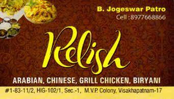 Relish Restaurants in visakhapatnam,MVP Colony In Visakhapatnam, Vizag