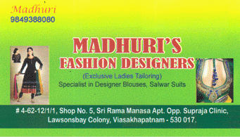 Madhuri Fashion Designers in visakhapatnam,Lawsons Bay Colony In Visakhapatnam, Vizag