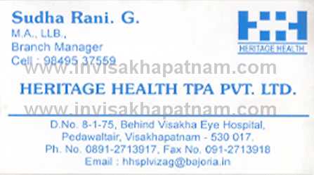 Heritage Health tpa pvt ltd pedawaltair,Pedawaltair In Visakhapatnam, Vizag