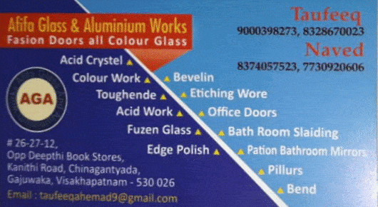 AFIFA GLASS AND ALUMINUM WORKS Gajuwaka in Visakhapatnam Vizag,Gajuwaka In Visakhapatnam, Vizag