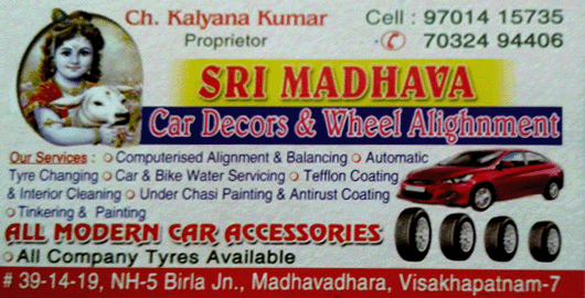 Sri Madhava Car Decors And Wheel Alighnment Madhavadhara in Visakhapatnam Vizag,Madhavadhara In Visakhapatnam, Vizag