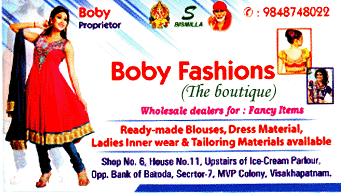 Boby Fashions in visakhapatnam,MVP Colony In Visakhapatnam, Vizag