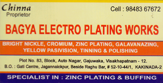 Bagya Electro Plating Works Gajuwaka in Visakhapatnam vizag,Auto Nagar In Visakhapatnam, Vizag