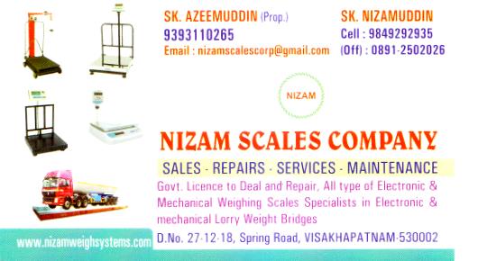 Nizam Scales Company Sales Repairs Services Maintenance spring road in visakhapatnam vizag,Spring Road In Visakhapatnam, Vizag
