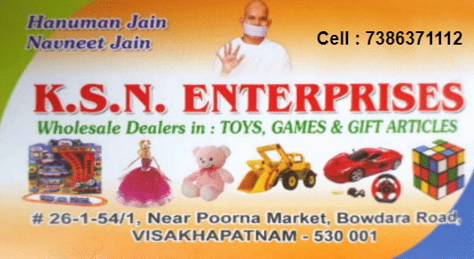 KSN Enterprises Toys Wholesale Dealers gift Articles Bowadara Road in Visakhapatnam Vizag,Bowadara Road  In Visakhapatnam, Vizag