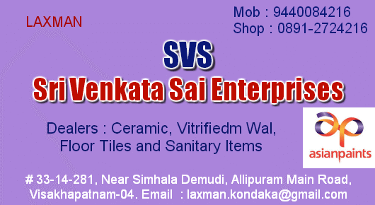 Sri Venkata Sai Enterprises Asian Paints Tiles Allipuram in Visakhapatnam Vizag,Allipuram  In Visakhapatnam, Vizag