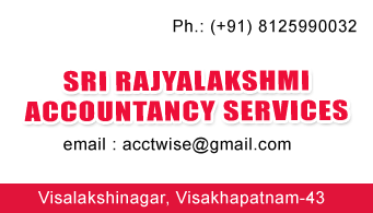 sri rajyalakshmi Accountancy services firm registration business Accounts accountant in visakhapatnam vizag,visakhapatnam In Visakhapatnam, Vizag