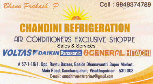 chandini refrigiration air conditioners sales and service kancharapalem vizag,kancharapalem In Visakhapatnam, Vizag
