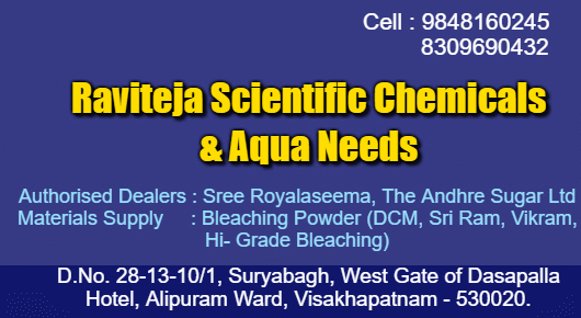 Raviteja Scientific Chemicals and Aqua Needs Suryabagh in Visakhapatnam Vizag,suryabagh In Visakhapatnam, Vizag