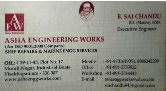 Asha Engineering Works Ship Repair Marine Engg Services,Industrial Estate In Visakhapatnam, Vizag