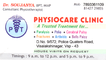 Physiocare Clinic in Visakhapatnam,Visalakshinagar In Visakhapatnam, Vizag