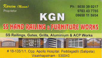 KGN Railings and Fabrication works in visakhapatnam,Pedagadili In Visakhapatnam, Vizag