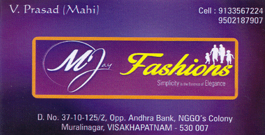 Mjay Fashions Naggos Colony in Visakhapatnam Vizag,Nggos Colony In Visakhapatnam, Vizag