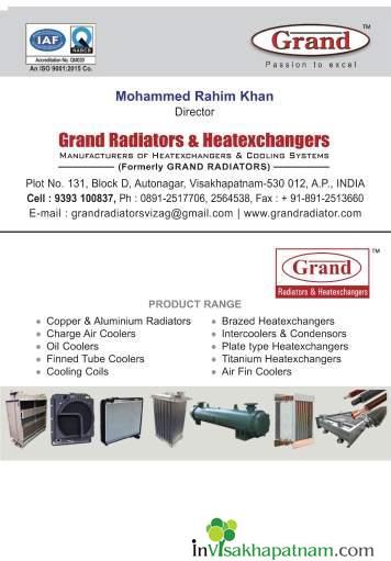 grand radiators and heat exchangers car crane truck bus industrial radiators manufacturers in visakhapatnam vizag