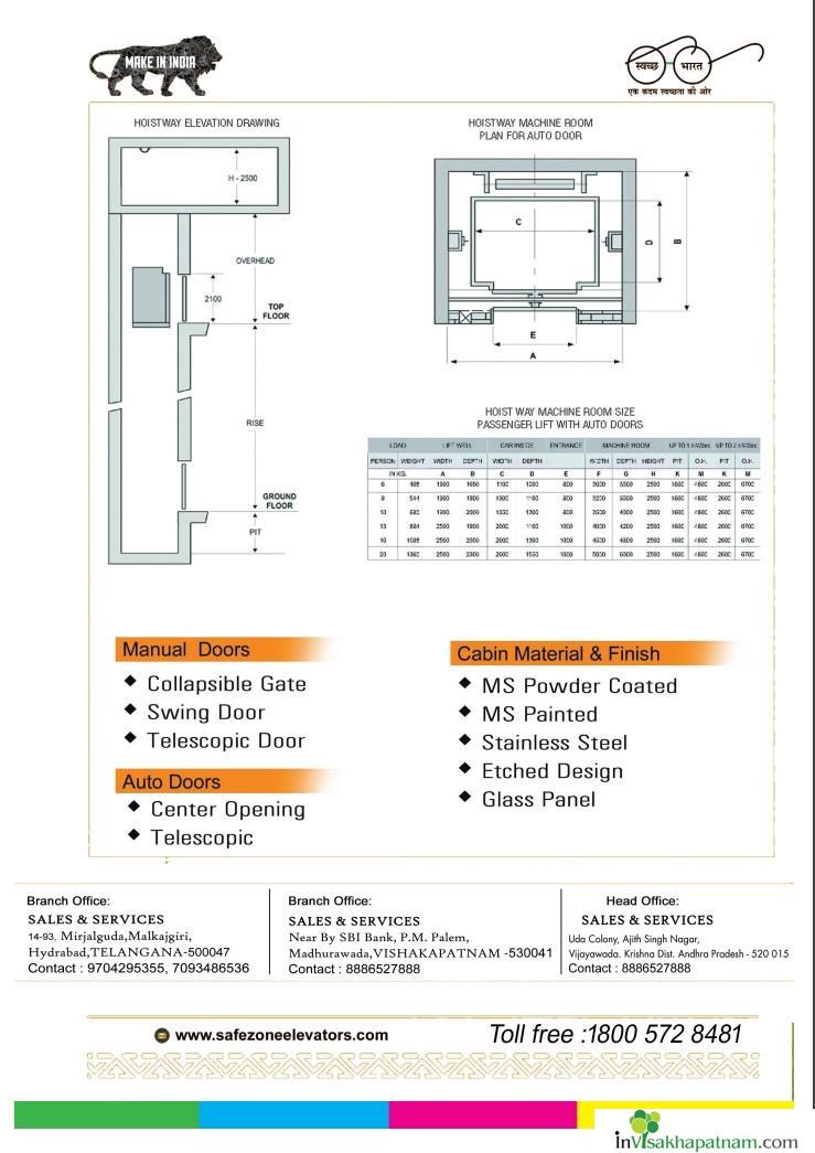 safe zone elevators manufacturers dealers near pm palem madhurawada vizag visakhapatnam